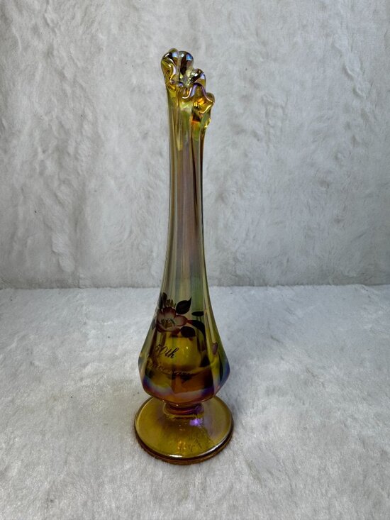 Fenton Other - Ltd.Edition Fenton HandPainted Gold 50th Anniversary Glass Vase Signed D Cutshaw